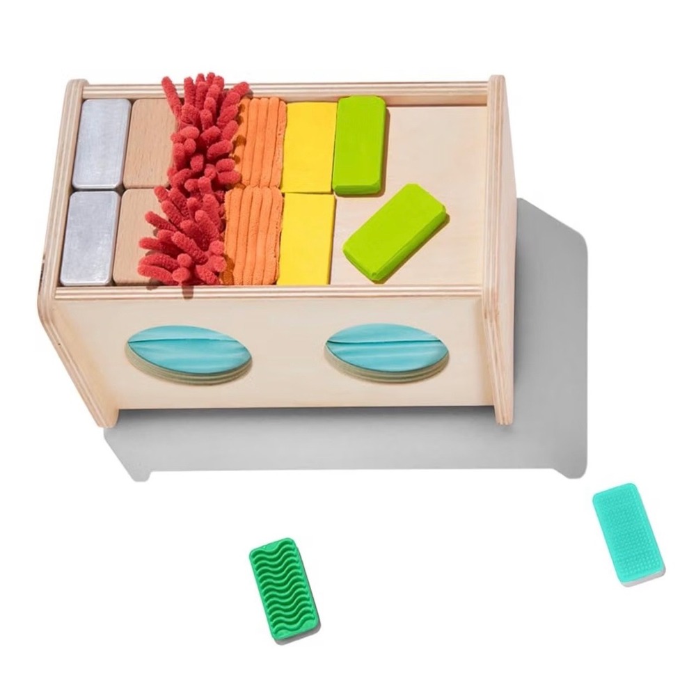 Lovevery Mystery Box Sensory Kit Wood Teal Yellow Tactile‎ Tiles OS
